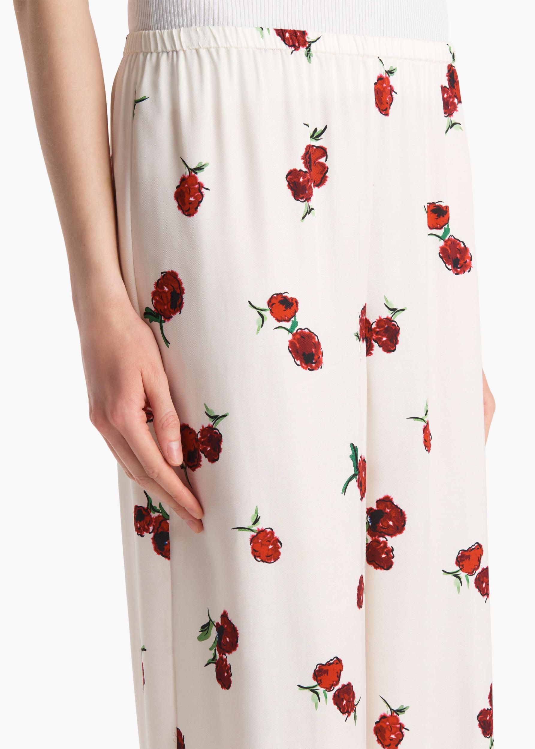 Mindy Pant in Cream with Raspberry Print Product Image