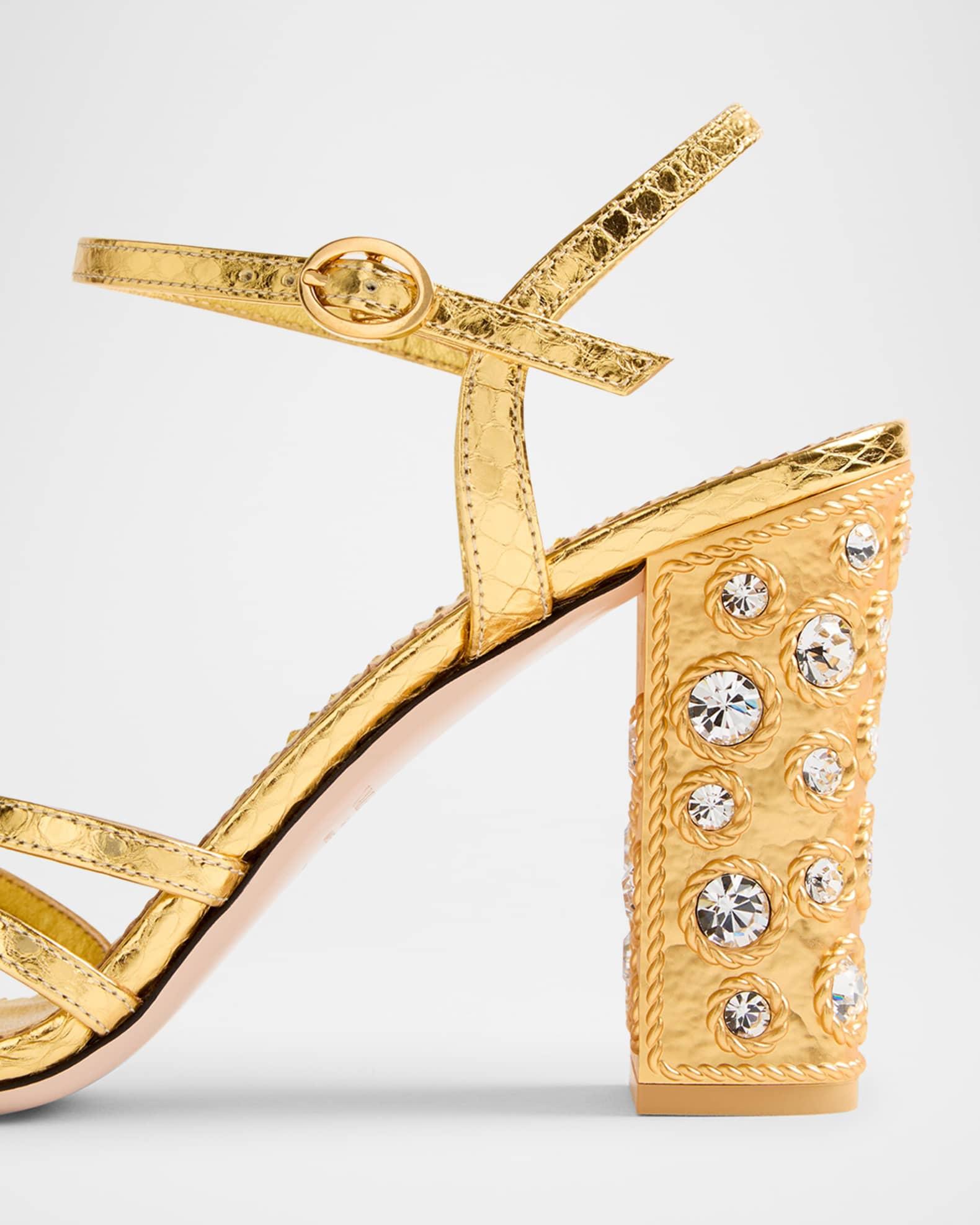 Metallic Jewel Ankle-Strap Sandals Product Image