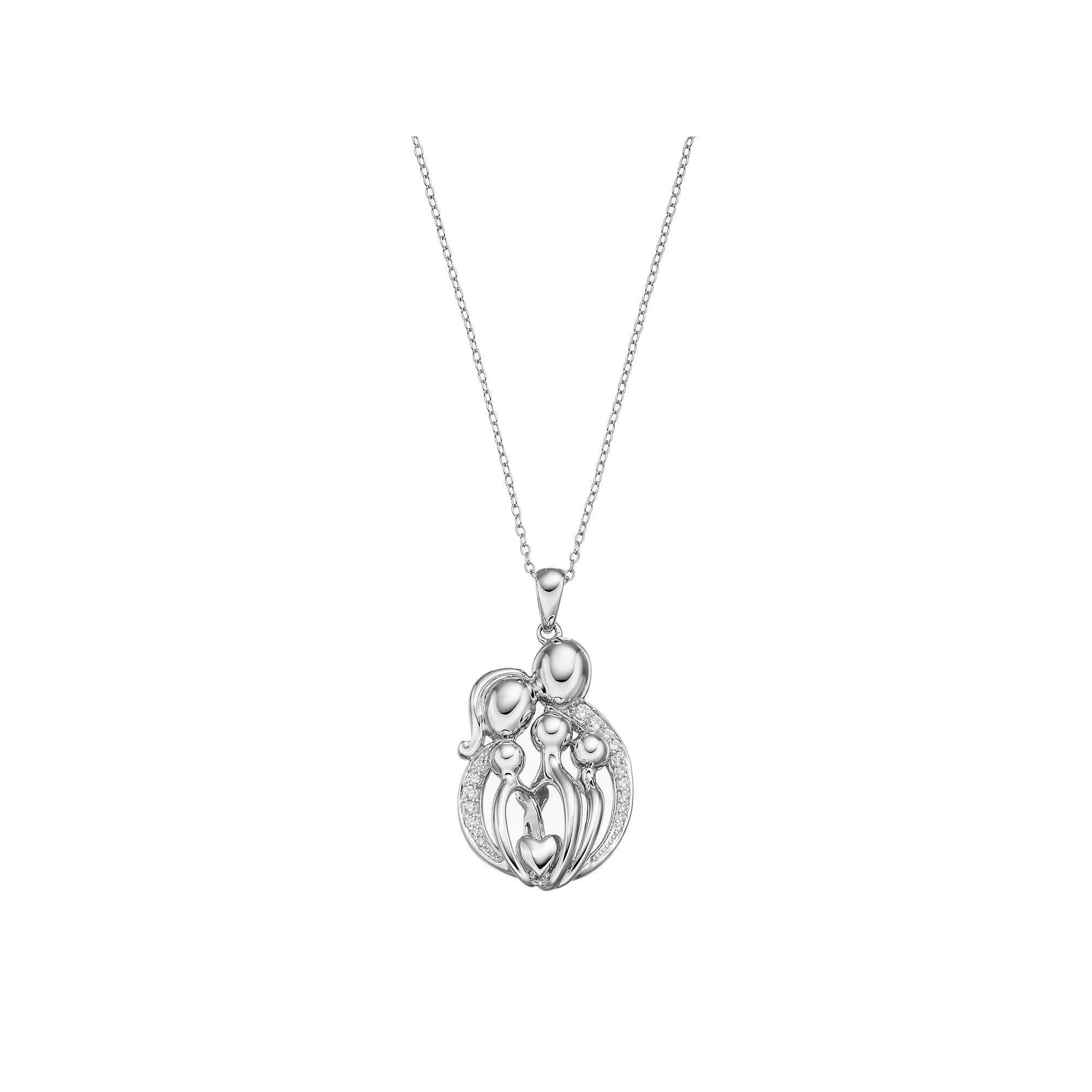 Sentimental Expressions Sterling Silver Cubic Zirconia Family Of 5 Necklace, Women's, Size: 18", White Product Image