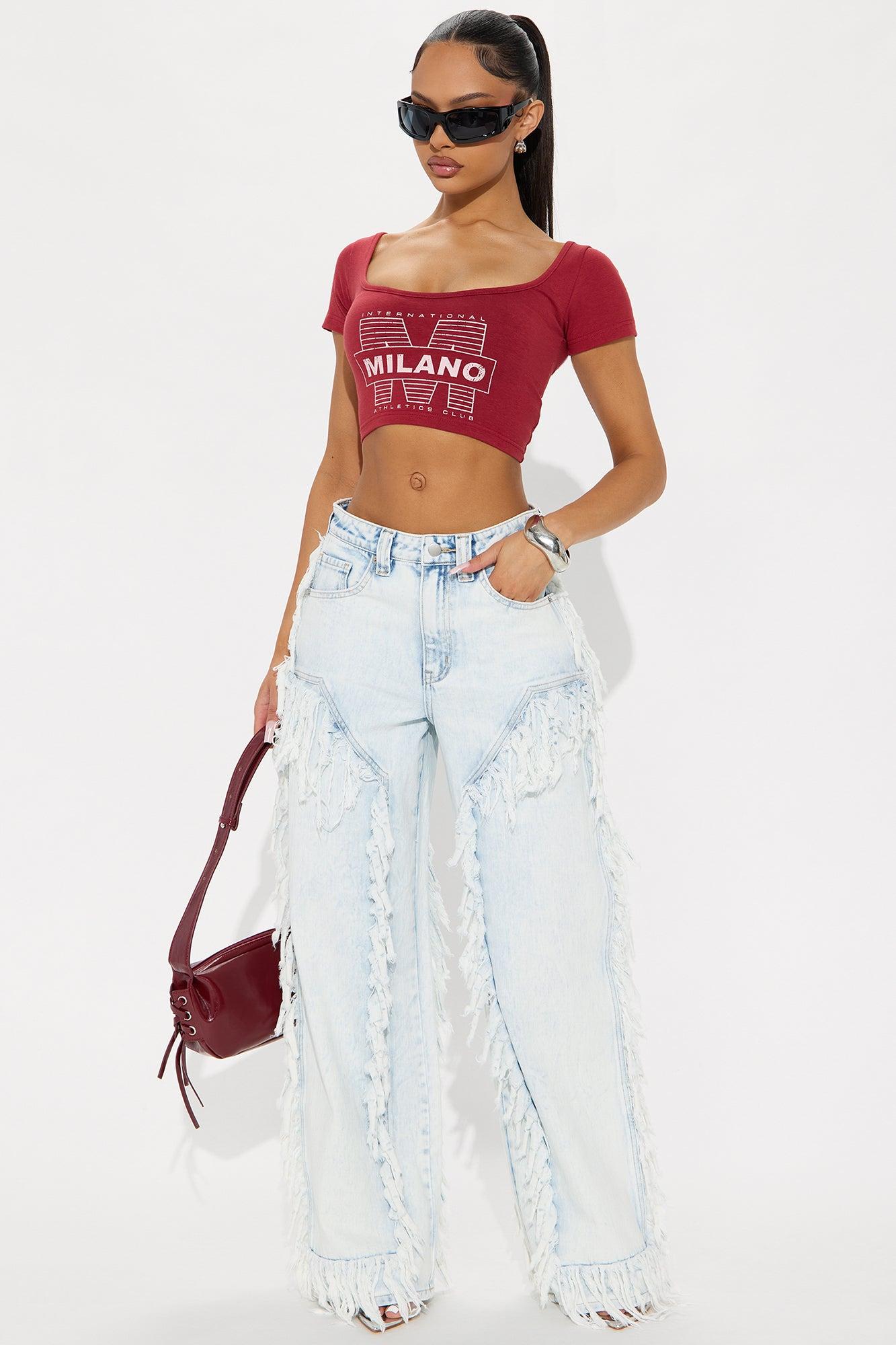 On The Fringe Non Stretch Wide Leg Jeans - Medium Wash Female Product Image