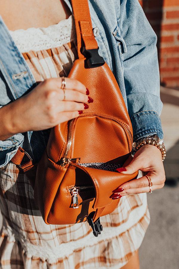 Thinking Out Loud Faux Leather Backpack In Rust Product Image