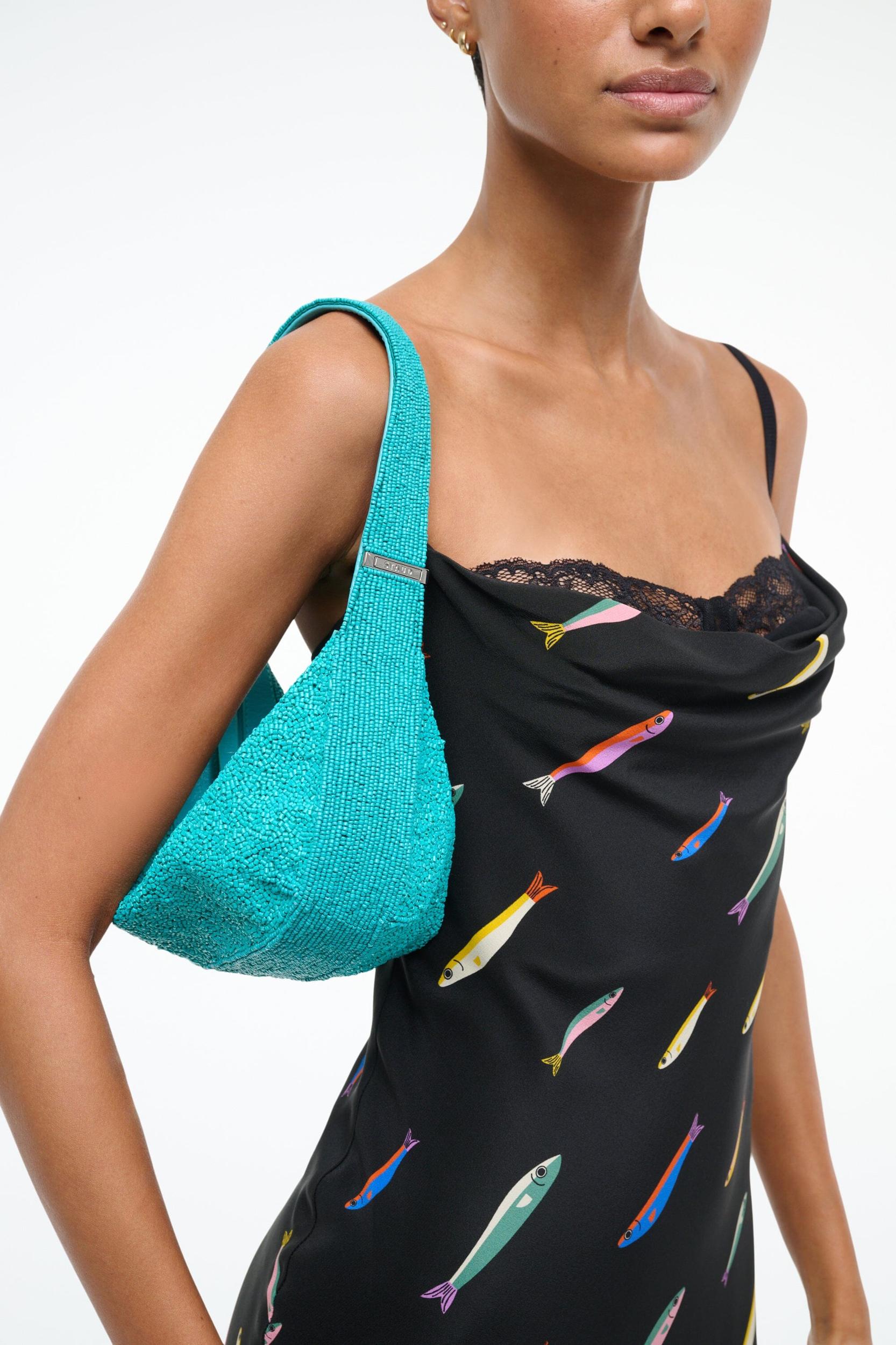DEMY BEADED SHOULDER BAG | TEAL Product Image