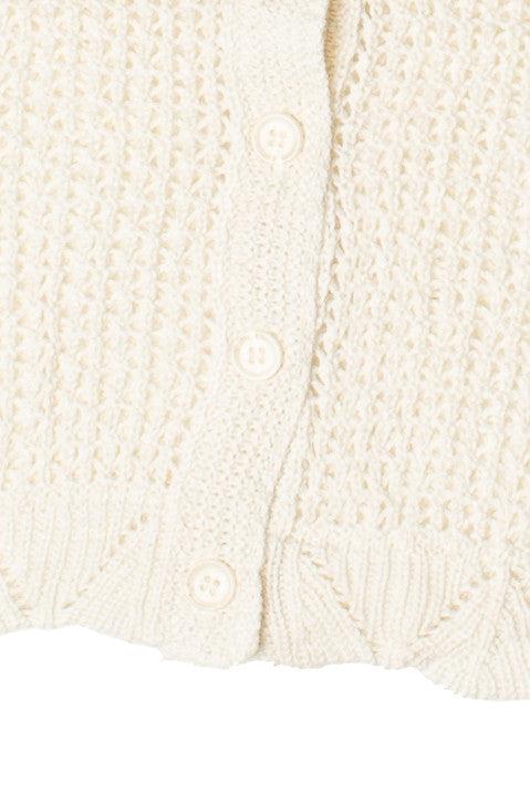 Short Sleeve Collared Crochet Cardigan Product Image