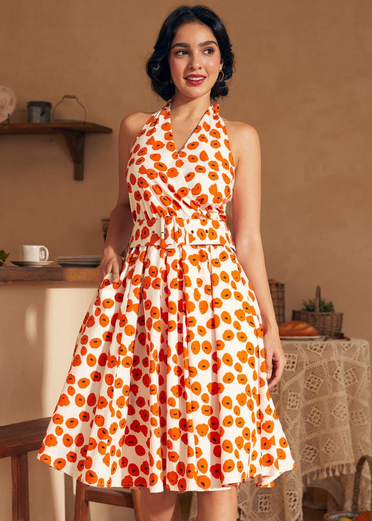 Instant Energy Faux-Wrap Halter Dress Product Image