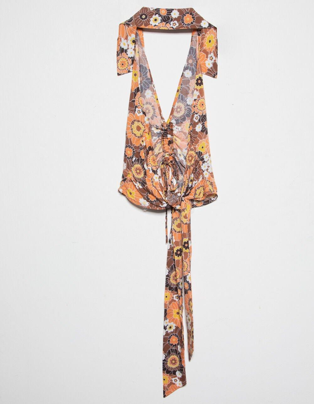 RSQ Womens Collared Cinch Front Halter Top - MULTI Product Image