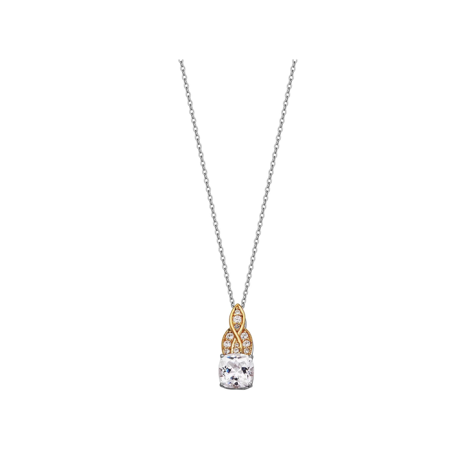 100 Facets of Love 10k Gold Lab-Created White Sapphire Pendant, Women's, Size: 18", Two Tone Product Image