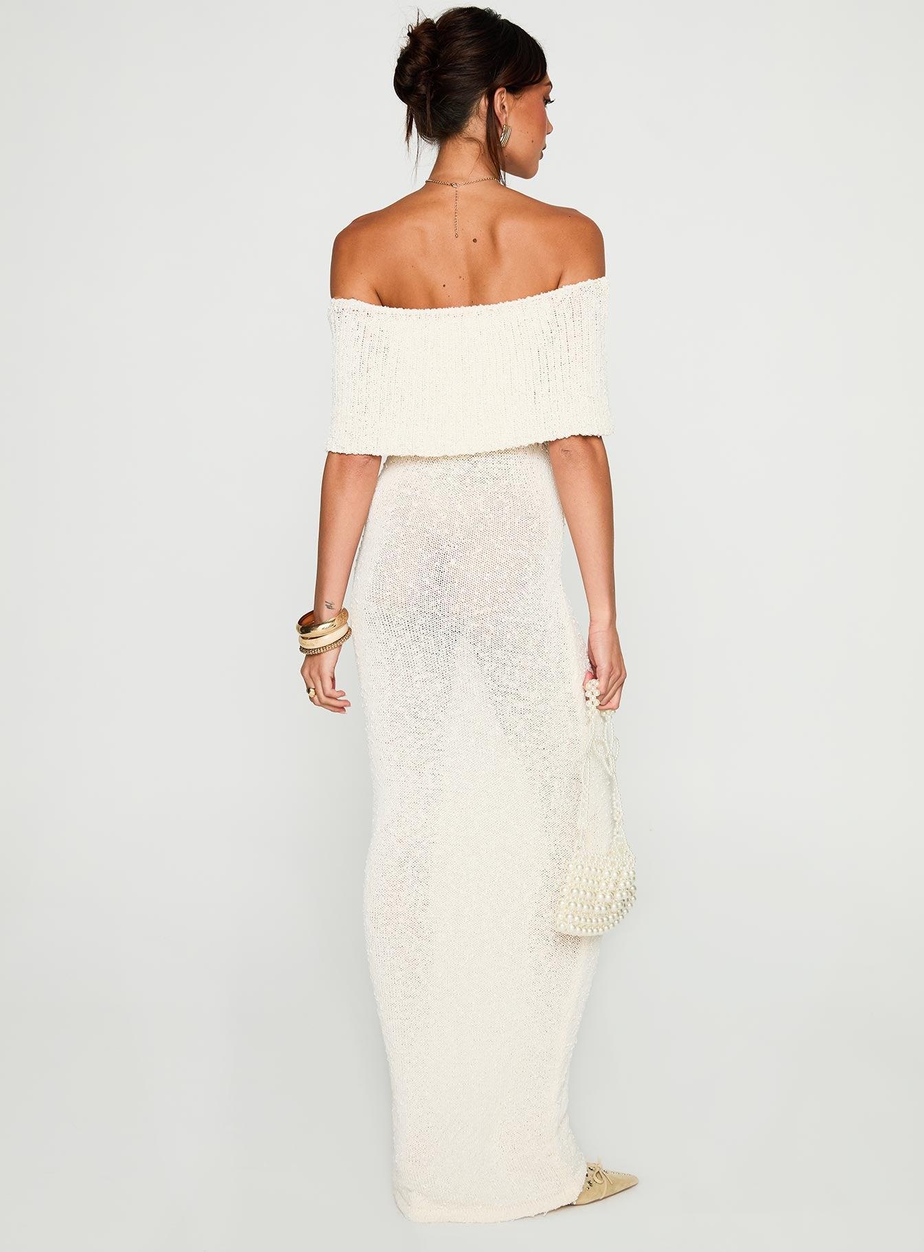 Nixen Strapless Knit Maxi Dress Cream Product Image