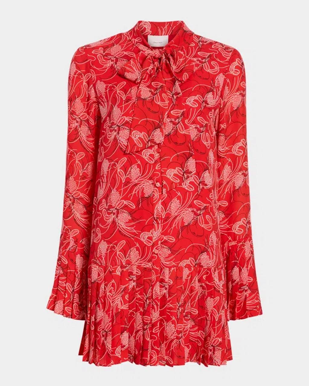 CINQ À SEPT Alinda Botanical Floral Long Sleeve Drop Waist Shirtdress In Multi Product Image