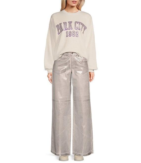 GB Foiled Coated Straight Leg Pants Product Image