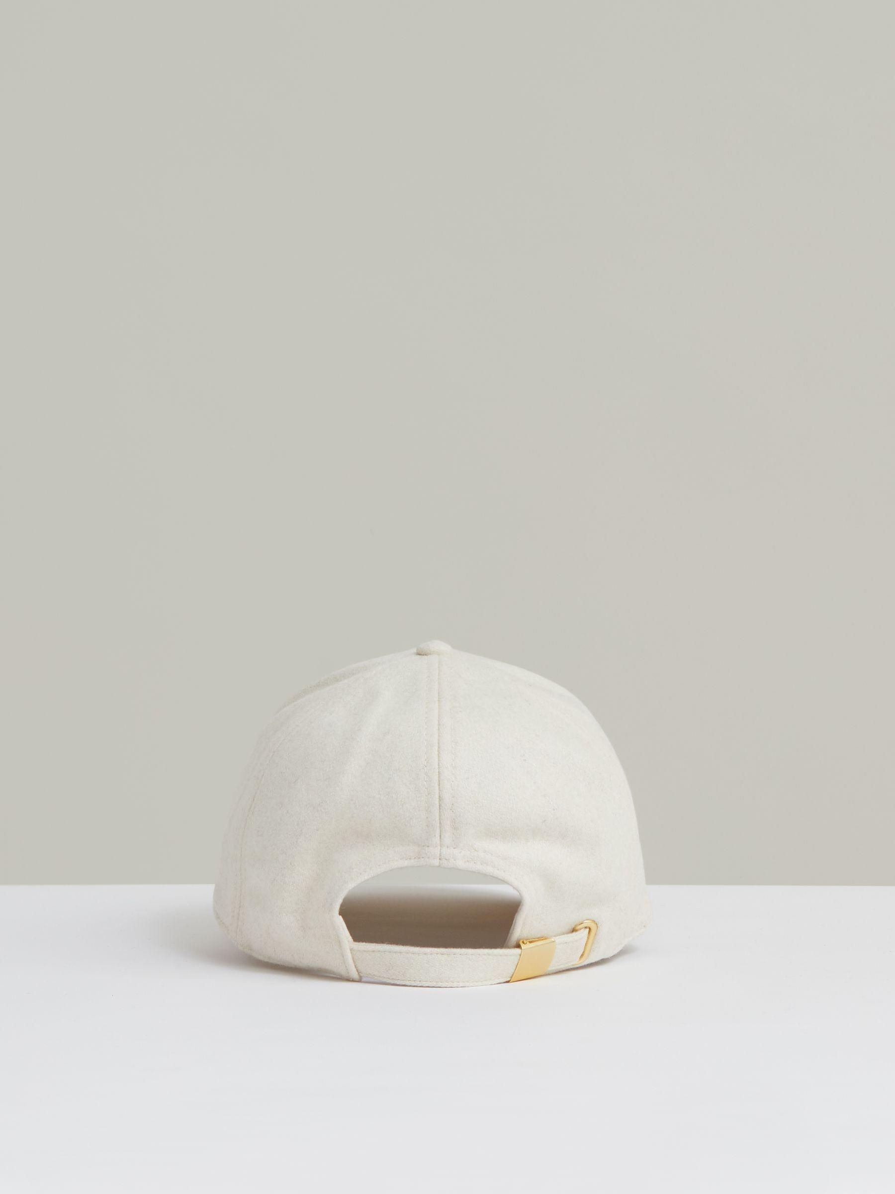 Wool Blend Flannel Baseball Cap in Cream Product Image