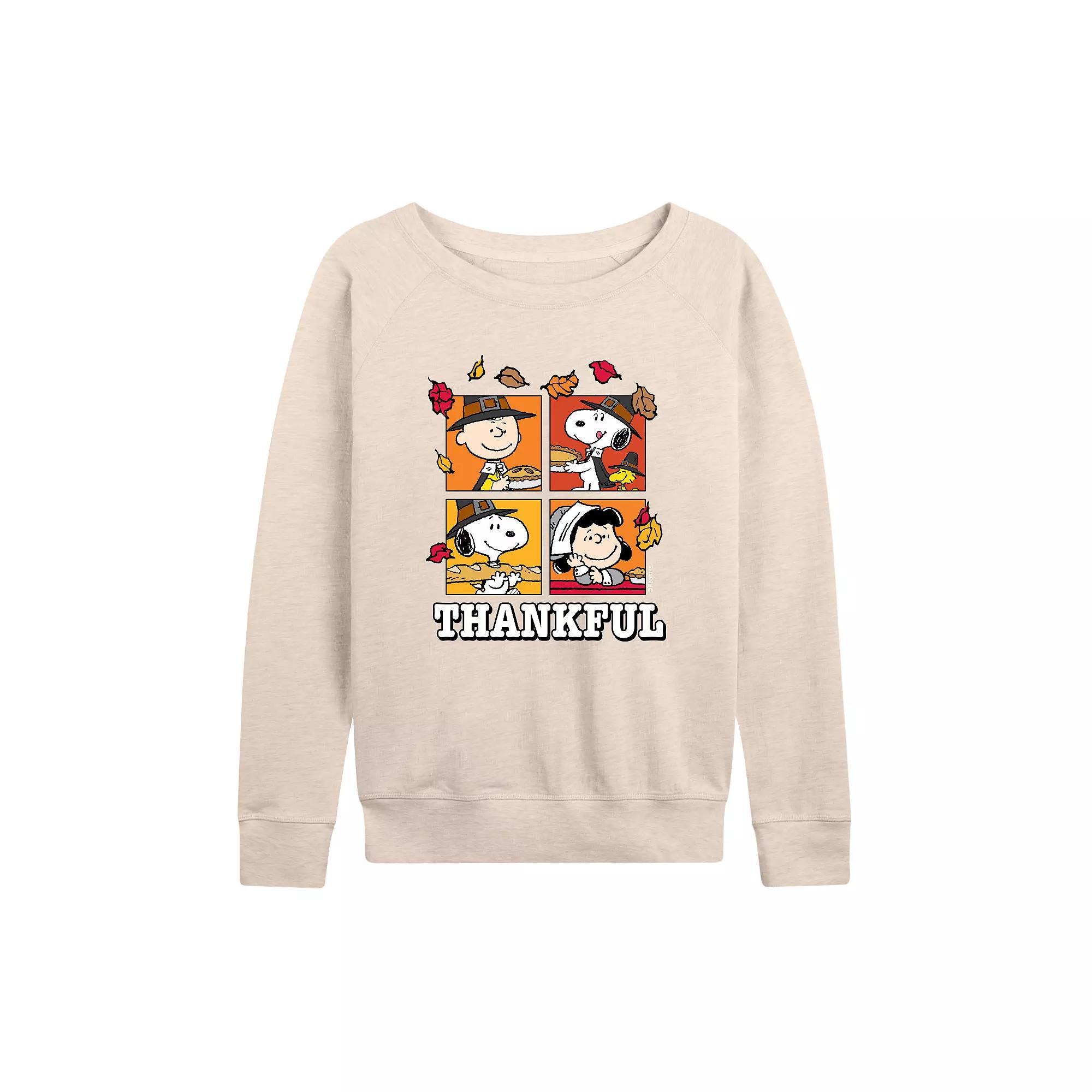 Women's Peanuts Thankful French Terry Long Sleeve Tee,  Product Image