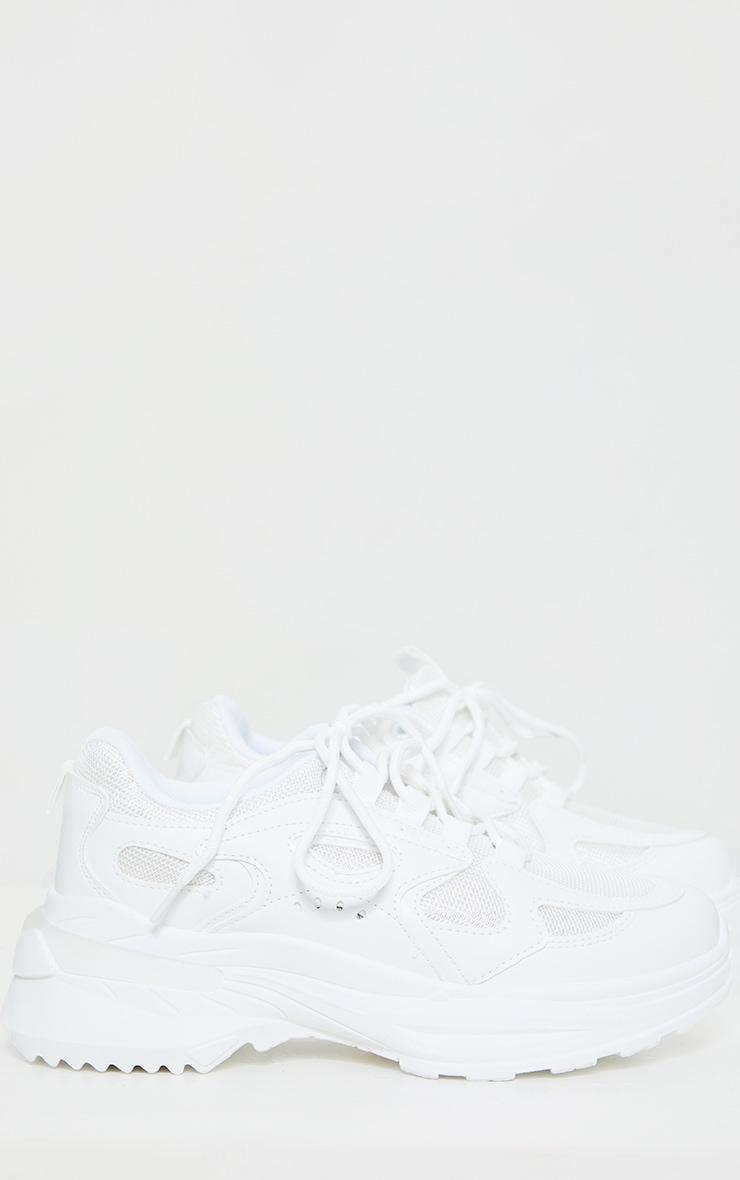 White Contrast Mesh Sneakers Product Image