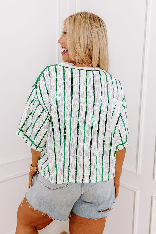 Spirit Squad Sequin Top in Green Curves Product Image