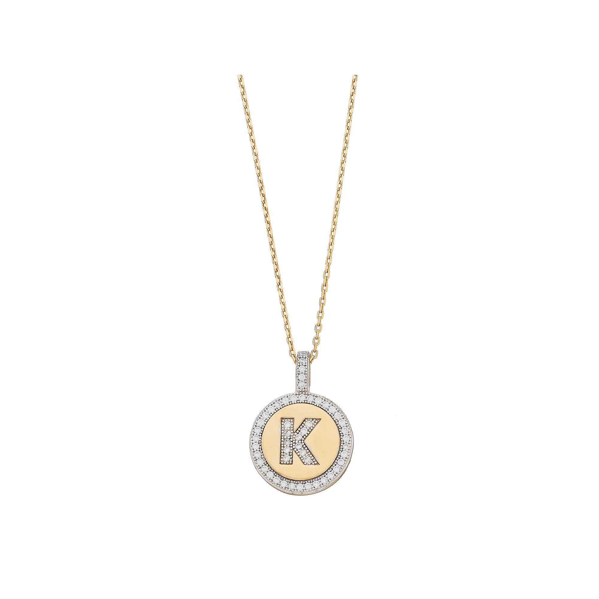 14k Gold Over Silver Cubic Zirconia Initial Pendant Necklace, Women's, Size: 18" Product Image