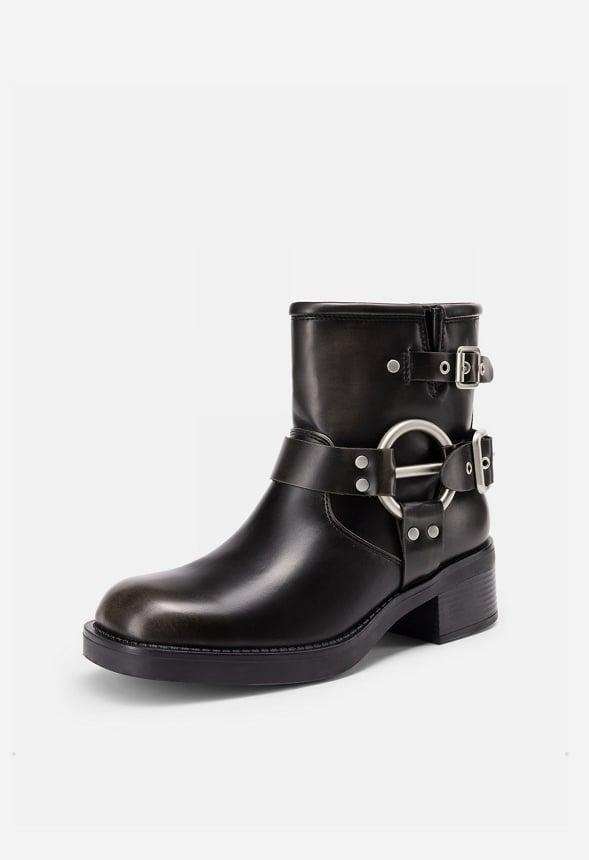 Faux Leather Moto-Inspired Comfort Boots Product Image