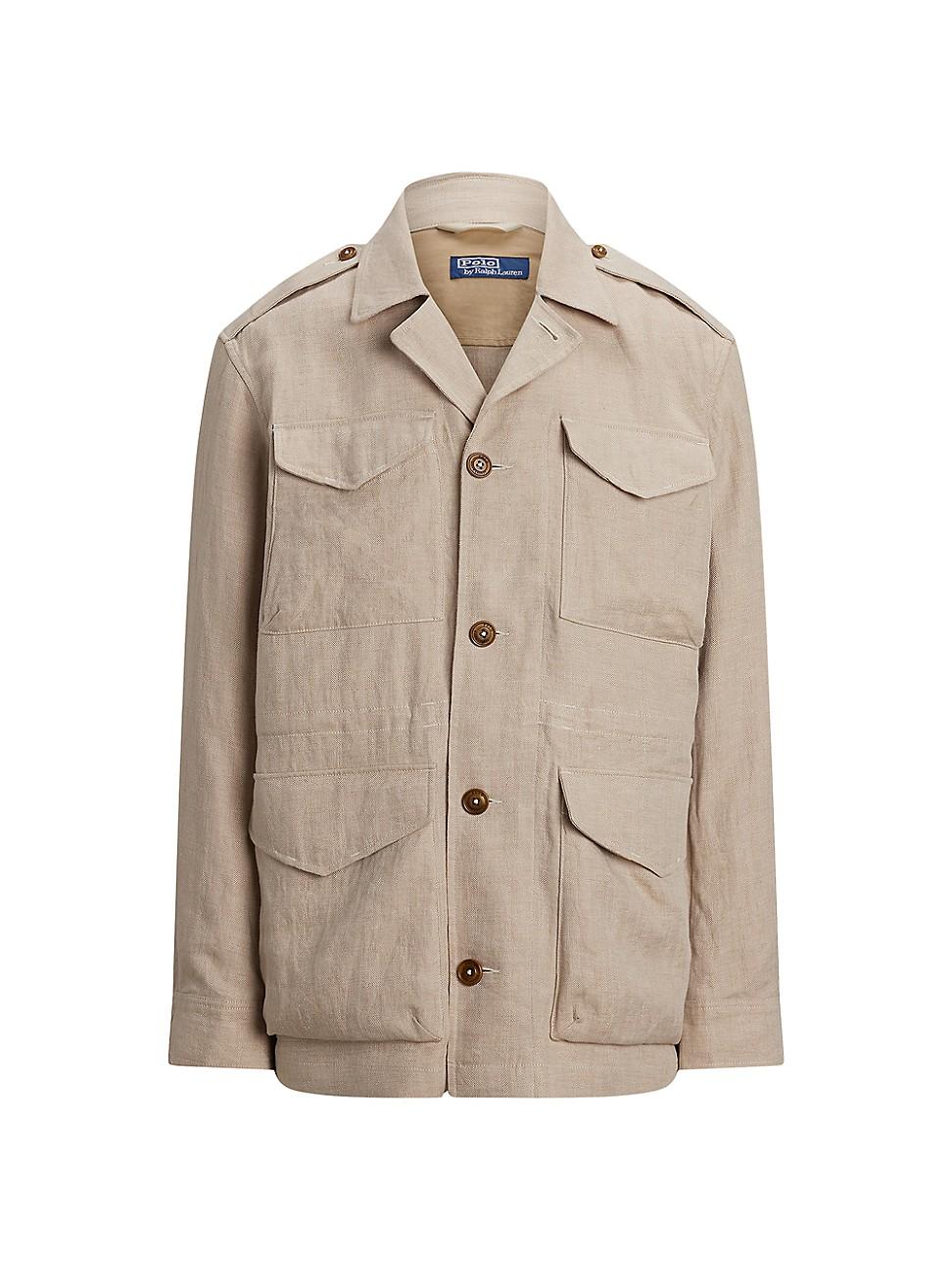 Mens Linen Herringbone Field Jacket Product Image