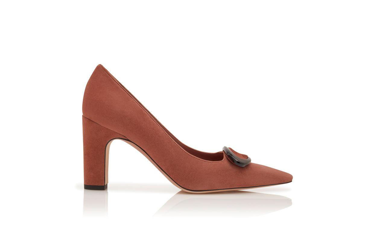 FENIXHI Brown Suede Pointed Toe Pumps Product Image