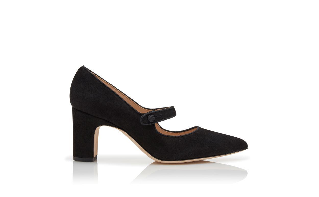 CAMPARIBA Black Suede Mary Jane Pumps Product Image