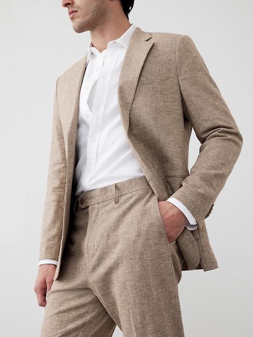 Tailored-Fit Linen-Blend Herringbone Suit Trouser Product Image