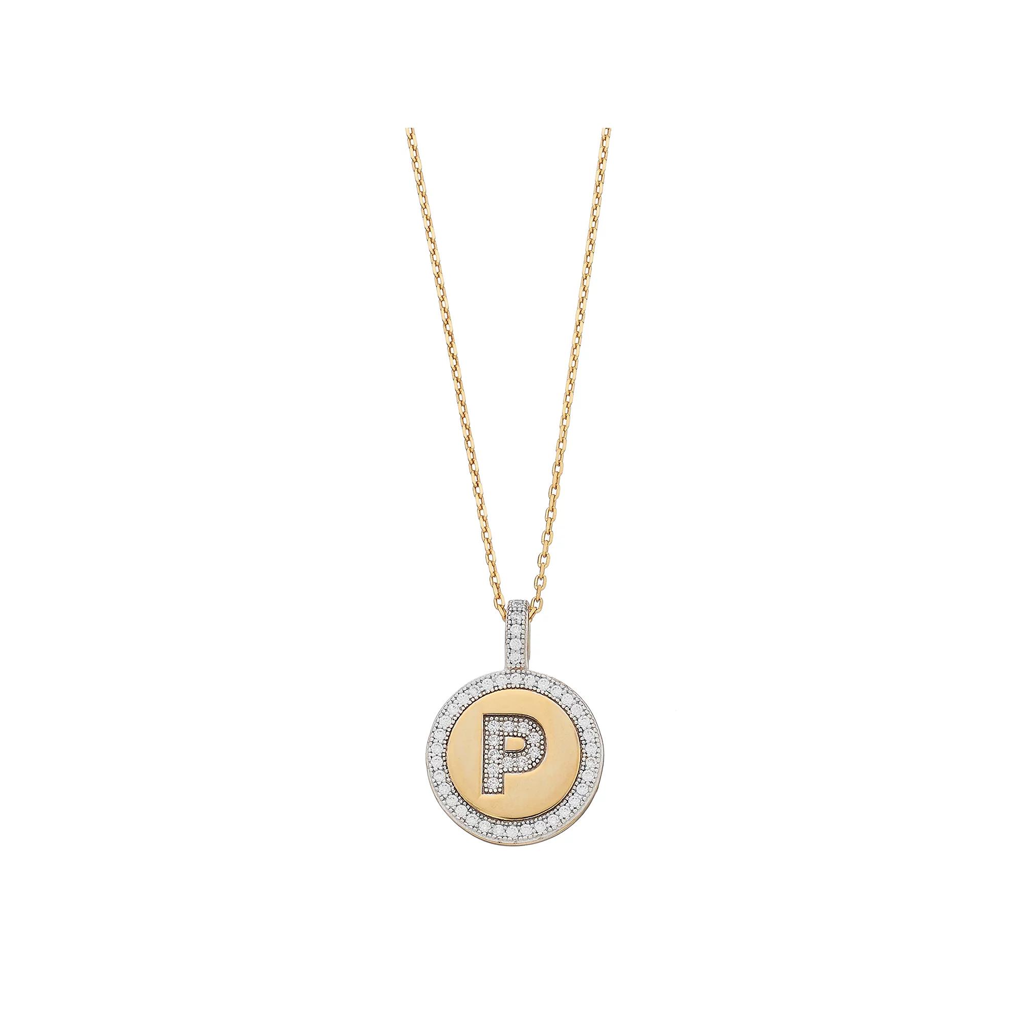 14k Gold Over Silver Cubic Zirconia Initial Pendant Necklace, Women's, Size: 18" Product Image