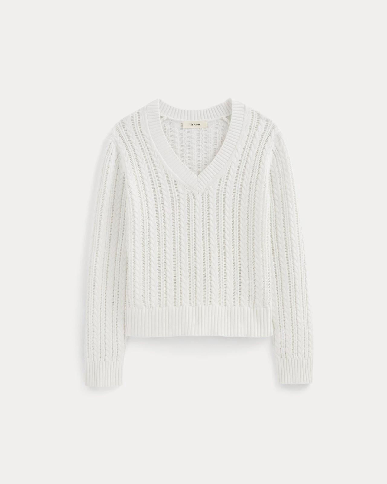 Womens Mesh Cable V-Neck in Everyday Cotton Sweater by Everlane Product Image