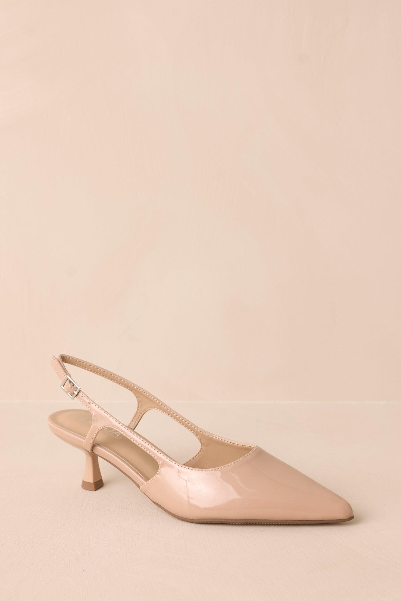 Fiercely Stunned Nude Patent Kitten Heels Product Image