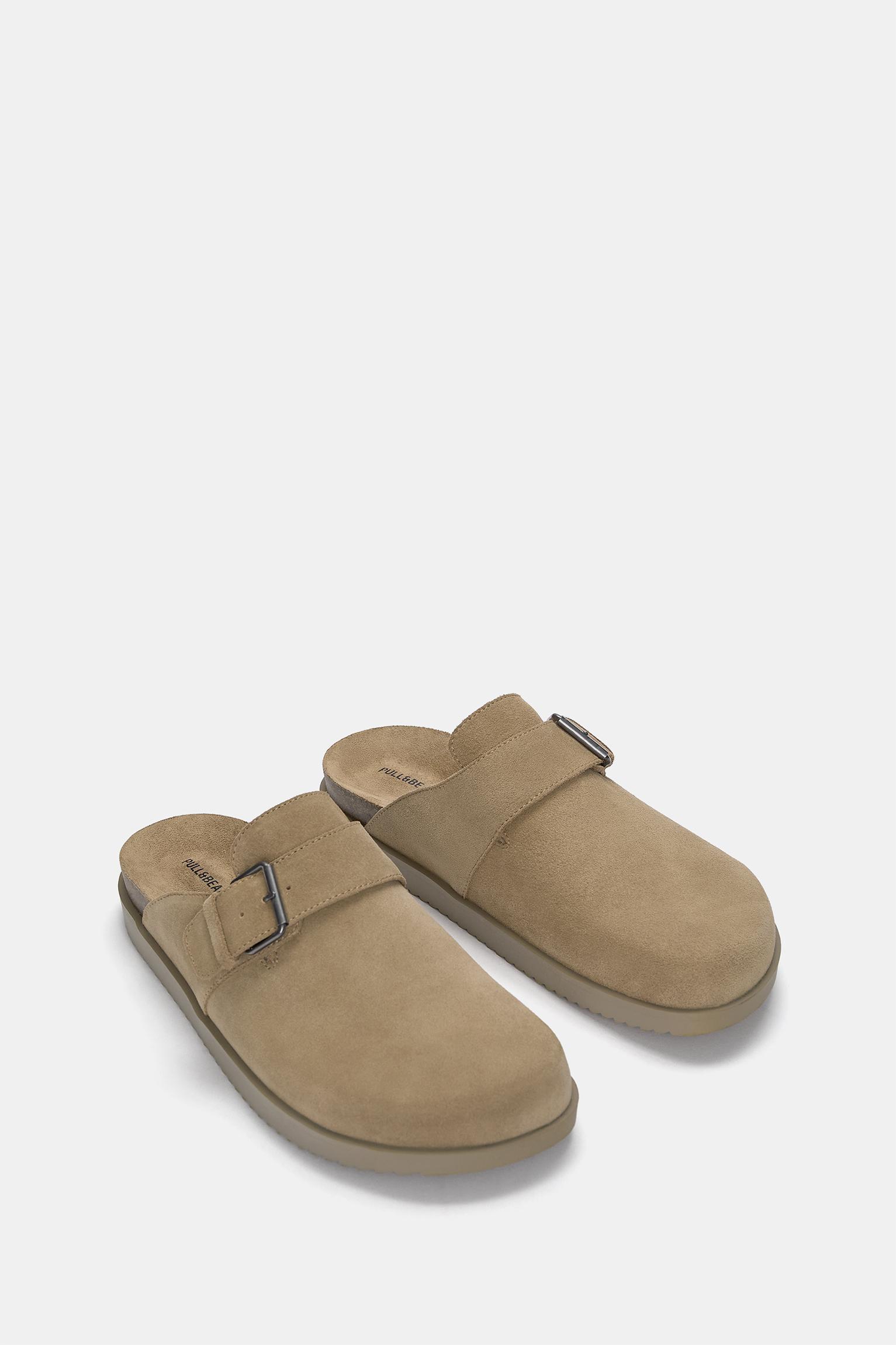 Leather clogs with buckle Product Image