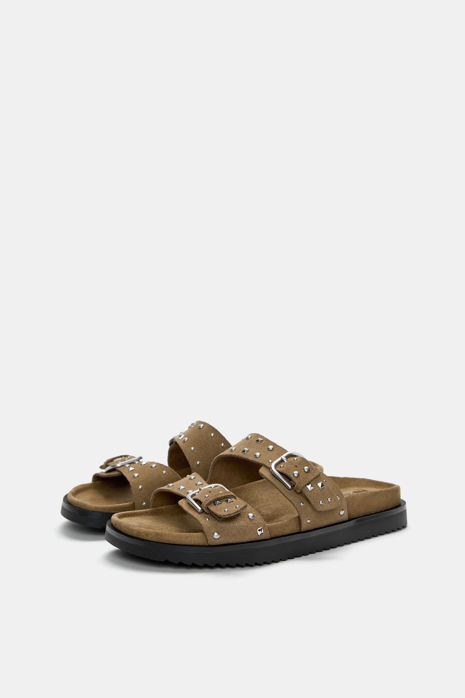 Studded leather sandals with buckles Product Image