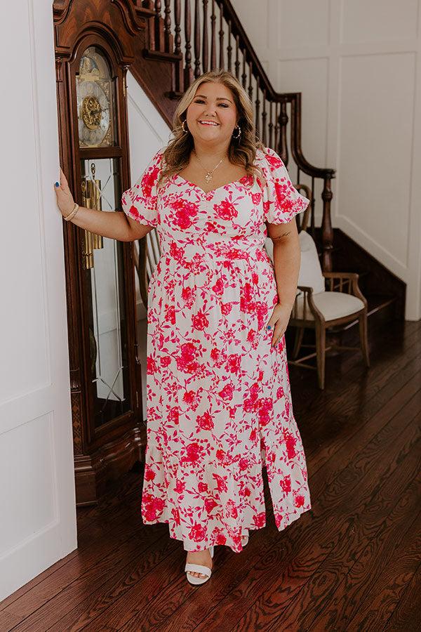 Sweet Surprise Floral Maxi Dress in Hot Pink Curves Product Image