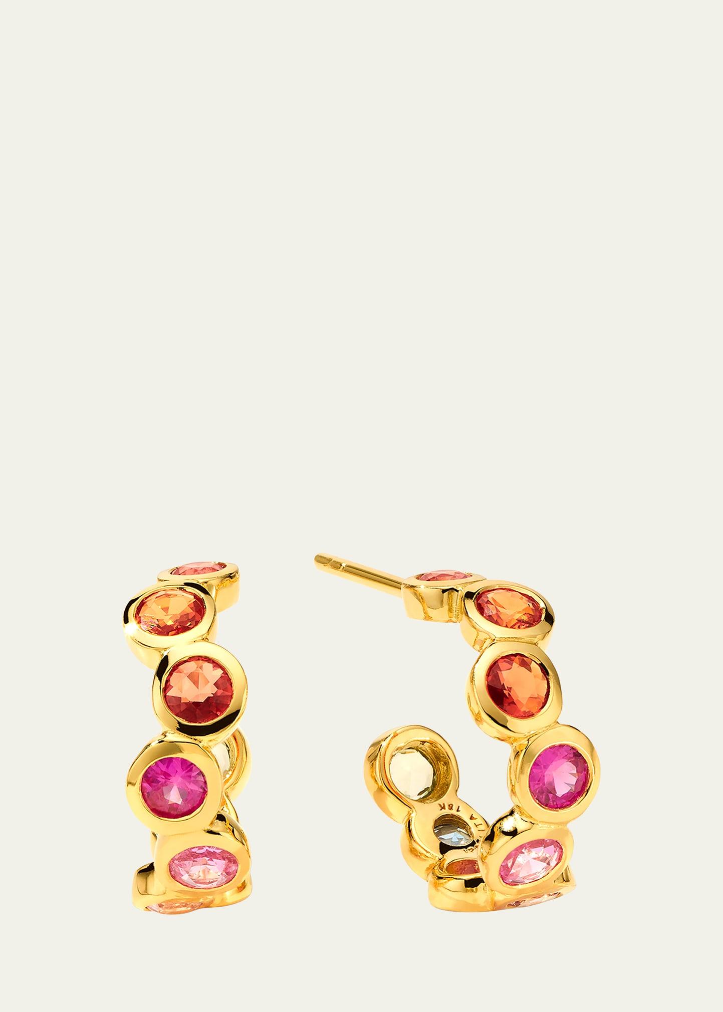 Womens Stardust Starlet 18K Yellow Gold & Rainbow Sapphire Huggie Hoop Earrings Product Image