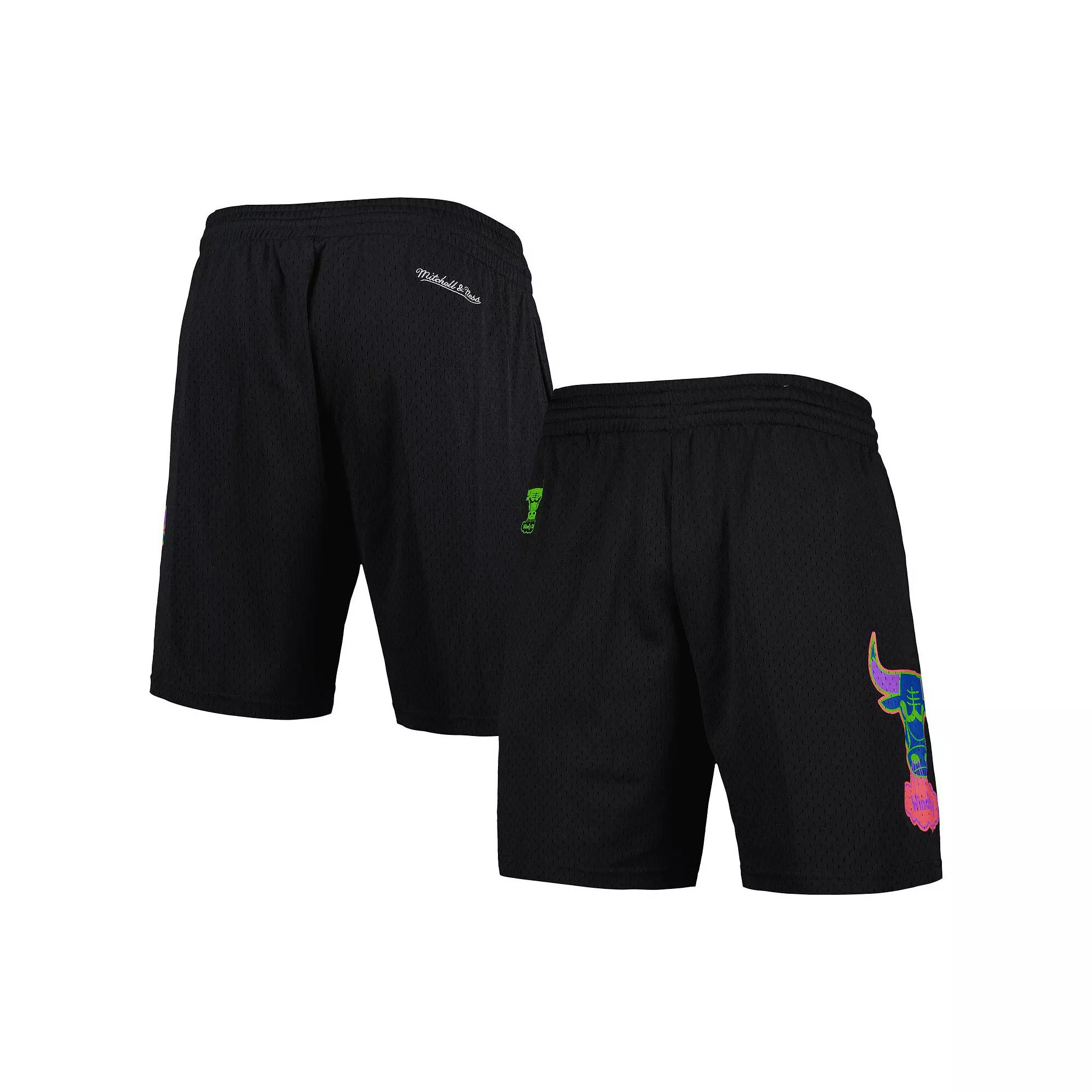 Men's Mitchell & Ness Black Chicago Bulls Hardwood Classics Color Bomb Energy Shorts,  Product Image