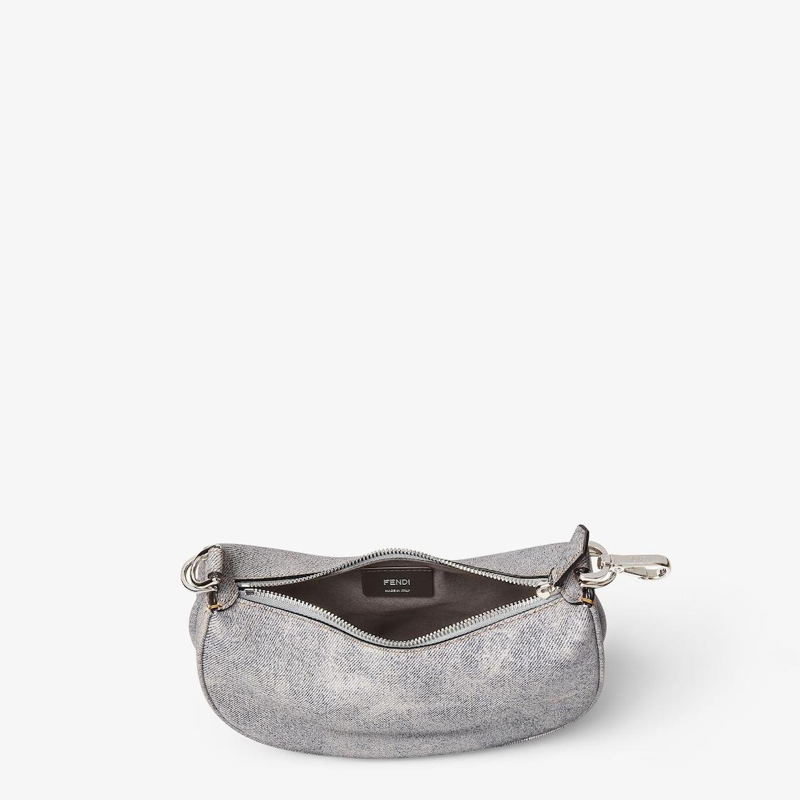 Fendigraphy MiniGray washed denim-effect leather mini-bag Product Image
