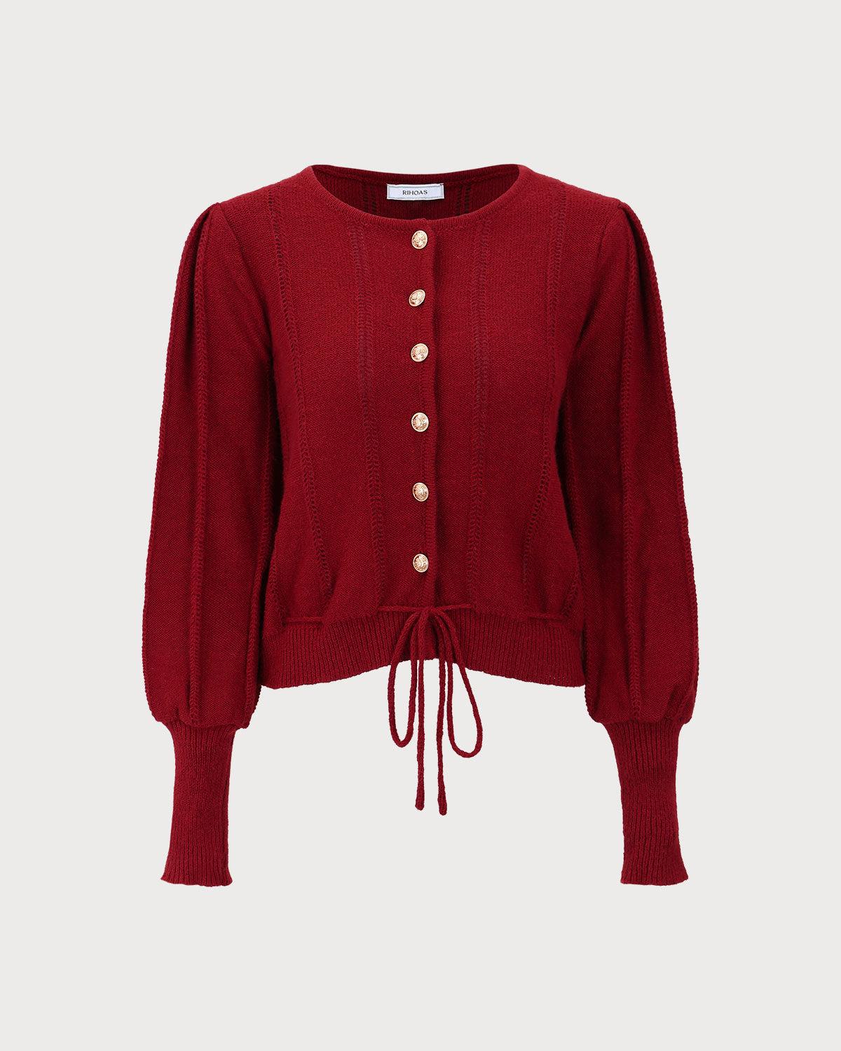 Red Lantern Sleeve Single-Breasted Cardigan Product Image