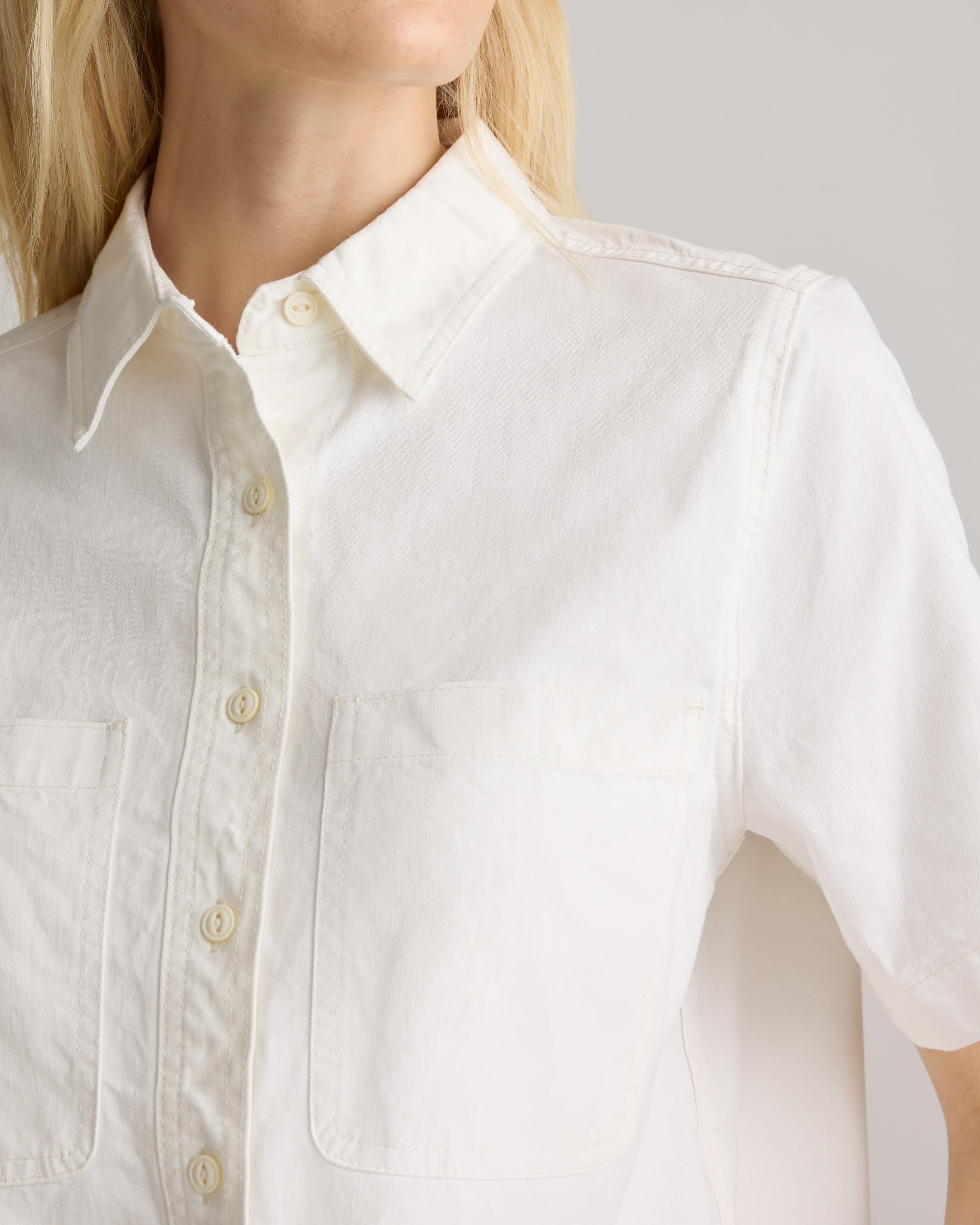 Quince | Women's Distressed Denim Short Sleeve Shirt Cotton Product Image
