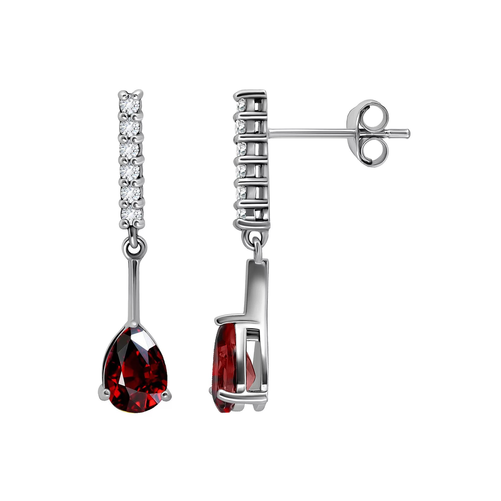 Aleure Precioso Sterling Silver Gemstone & White Topaz Drop Earrings, Women's, Silver Tone Green Product Image