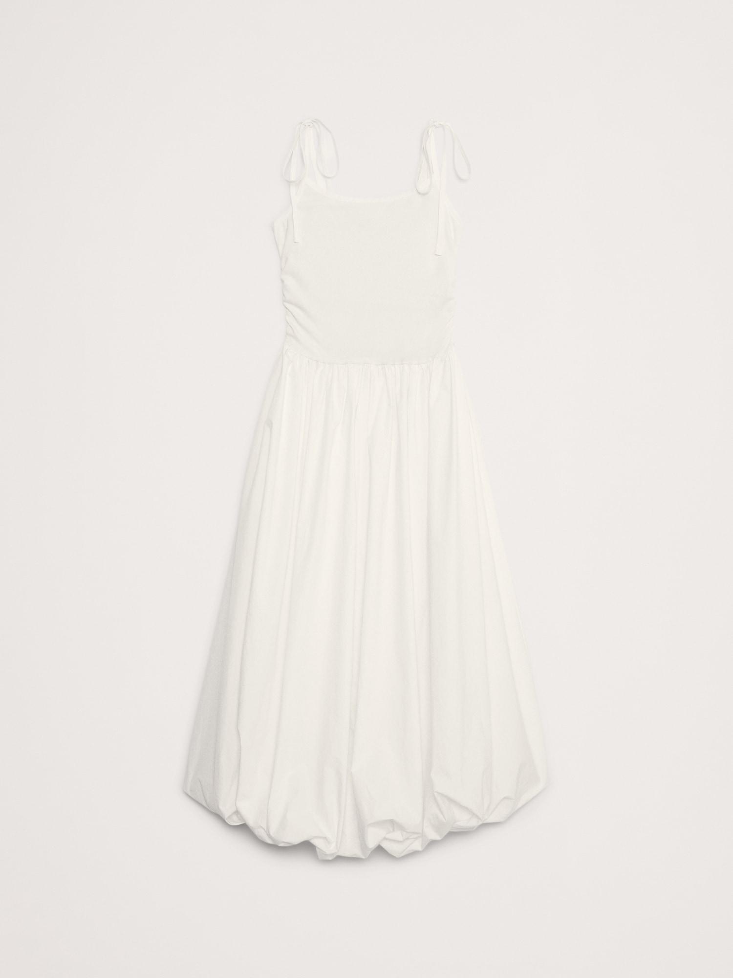 Mixed Media Bubble-Hem Maxi Dress Product Image