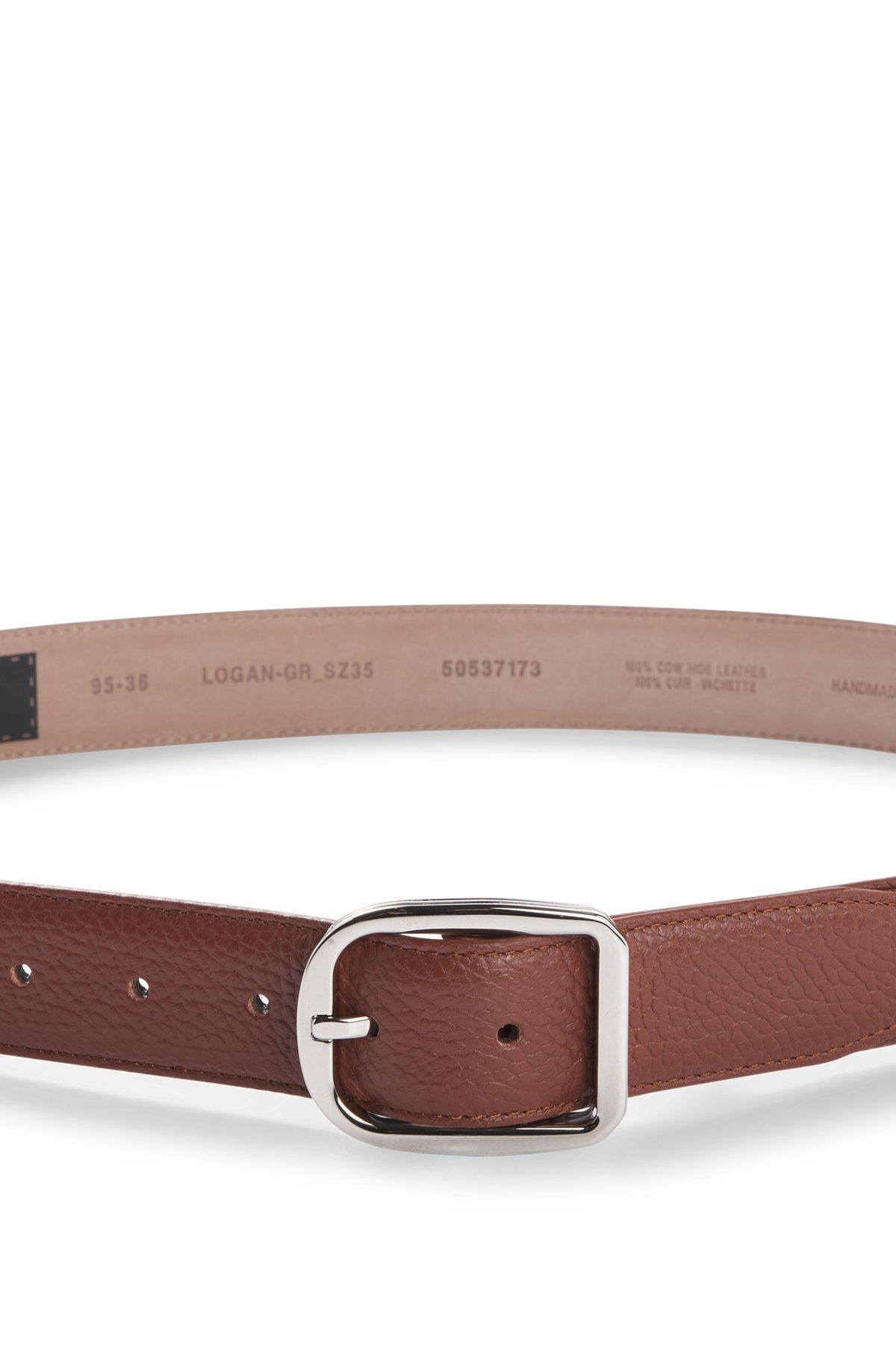 Italian-leather belt with rounded pin buckle Product Image