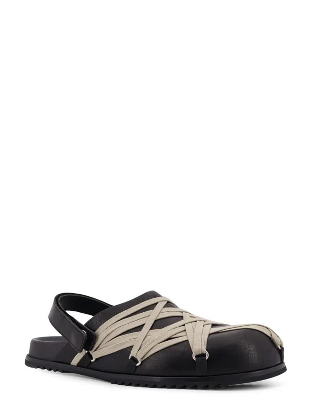 RICK OWENS Leather Loafers With Crisscross Detail In Black Product Image