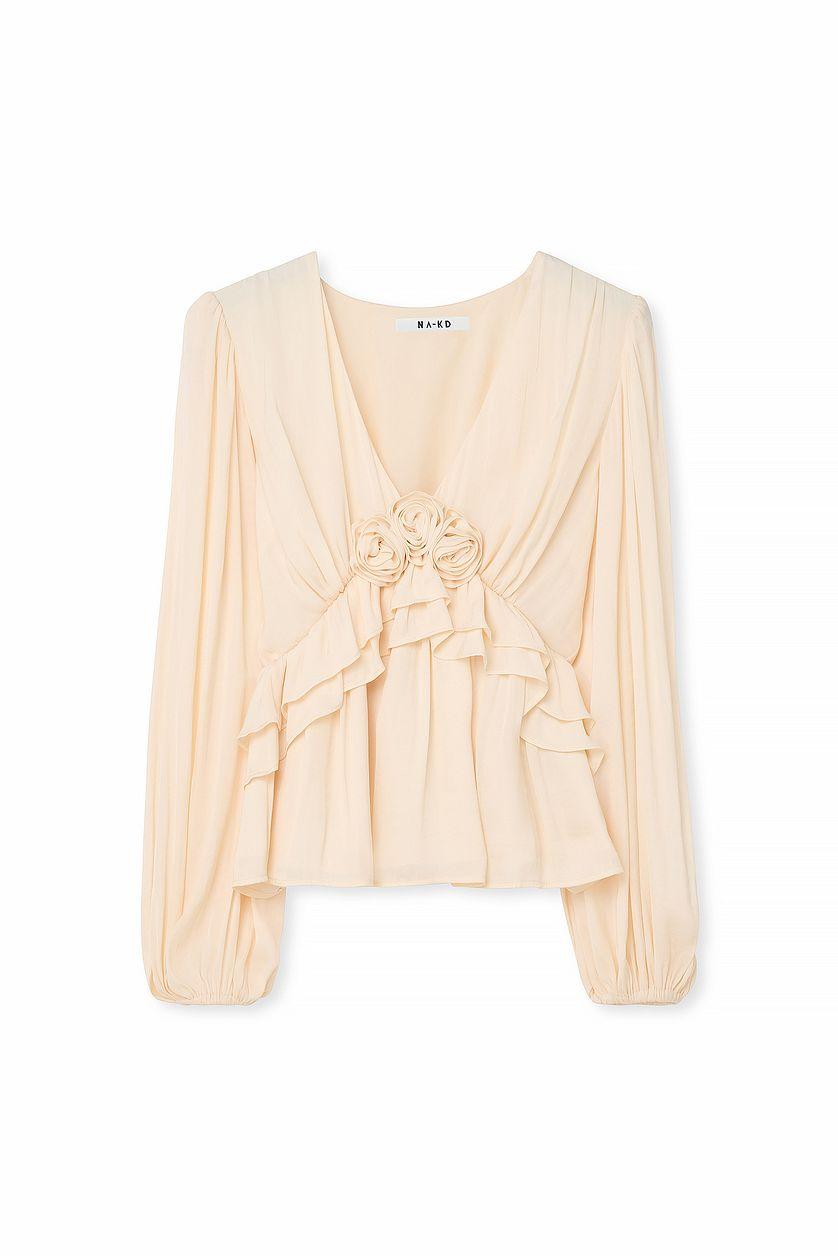 Balloon Sleeve Frill Detail Blouse Product Image