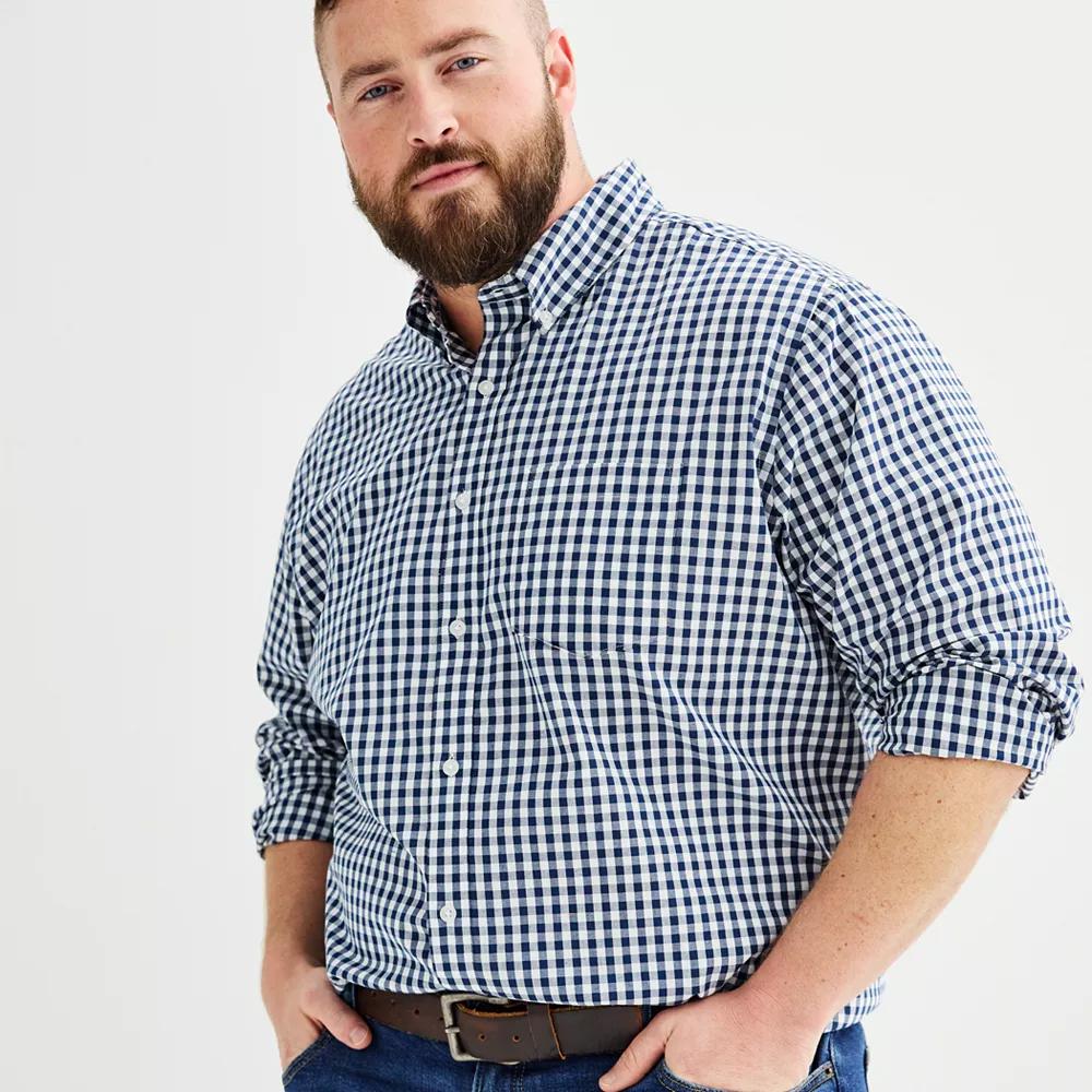 Big & Tall Sonoma Goods For Life® Perfect Length Button-Down Shirt, Men's, Size: 4XB, Blue Gingham Product Image