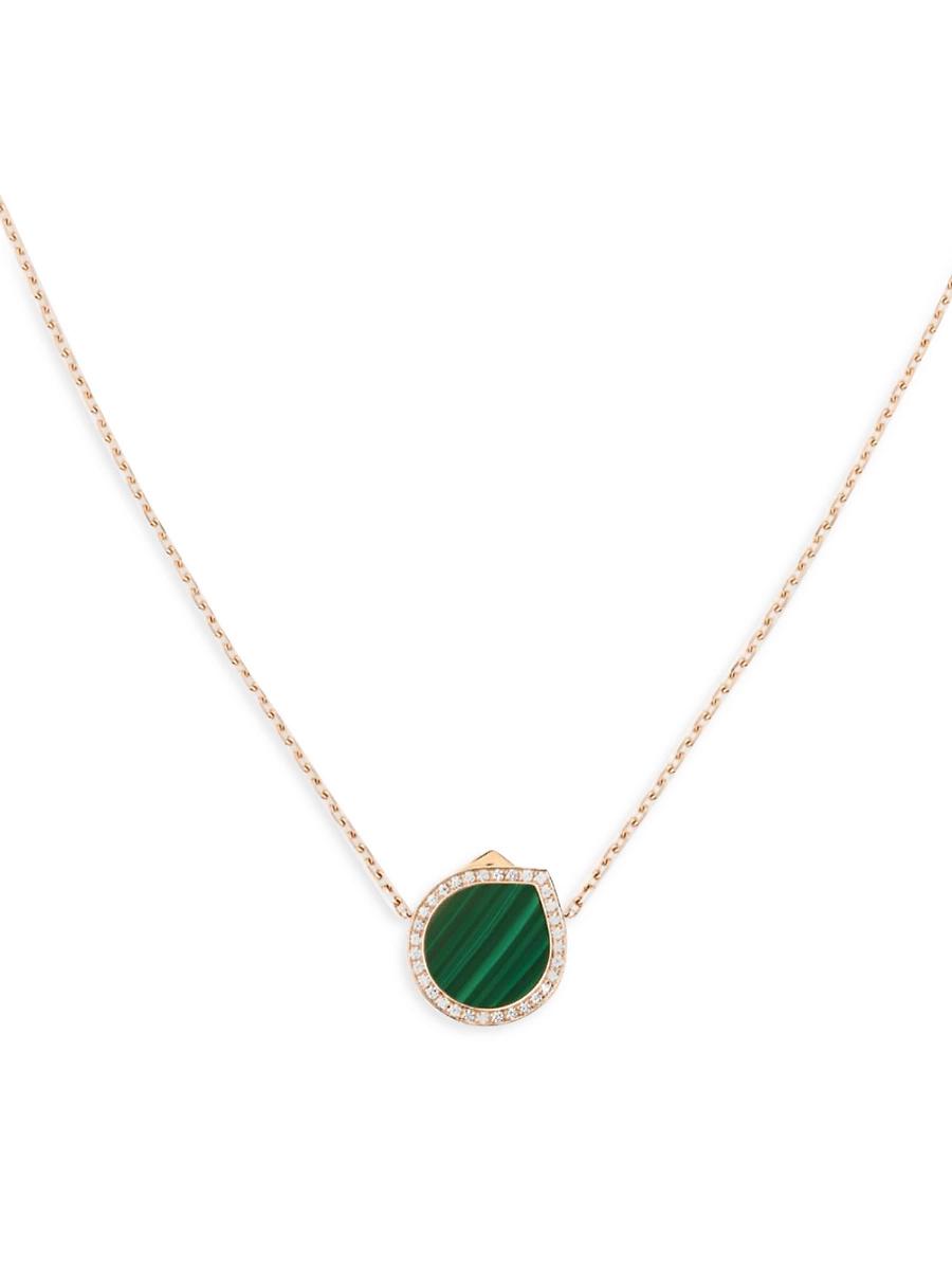 Womens Antifer 18K Rose Gold, Malachite & 0.18 TCW Diamond Pendant Necklace Product Image