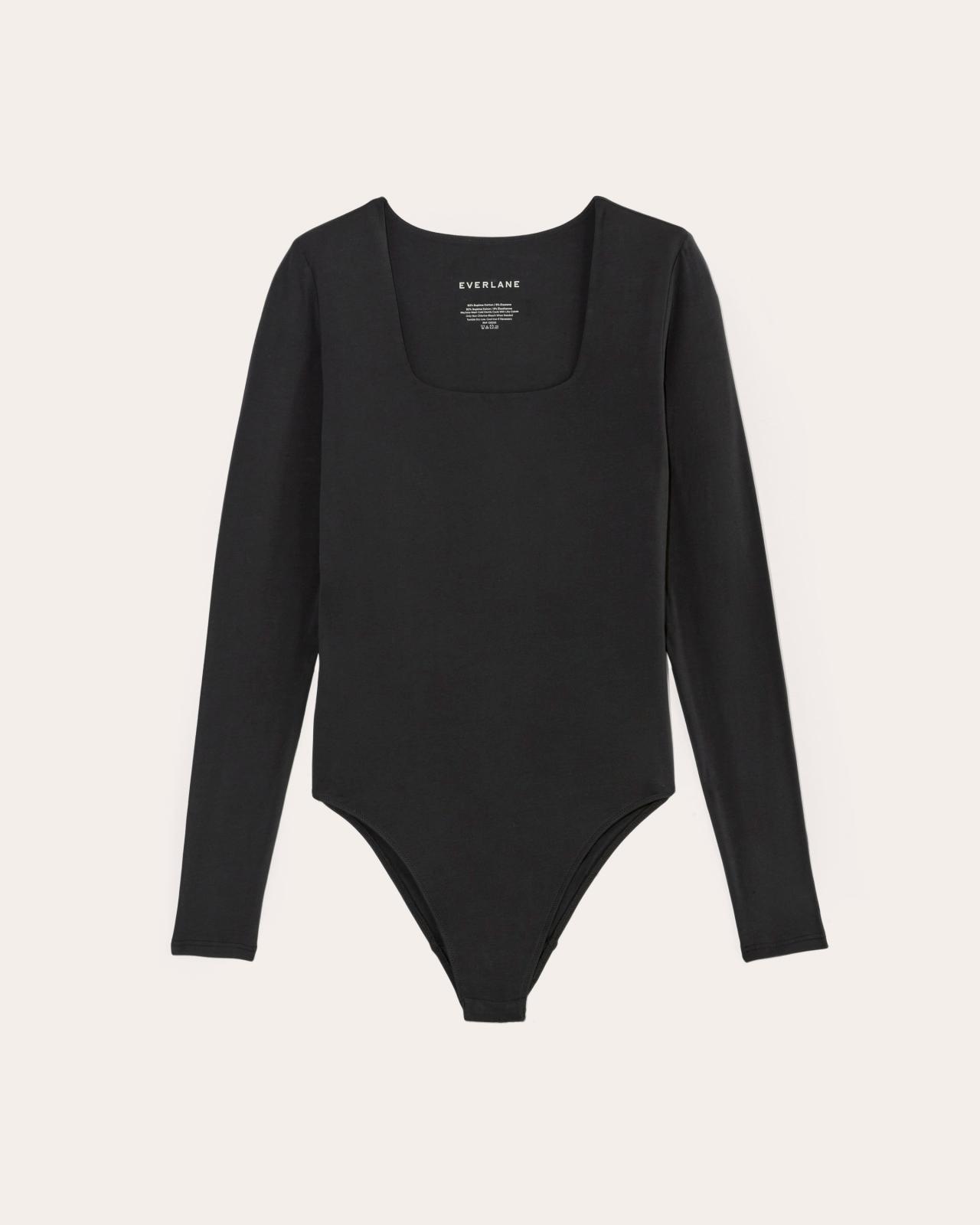 Womens Long-Sleeve Supima Square-Neck Bodysuit by Everlane Product Image