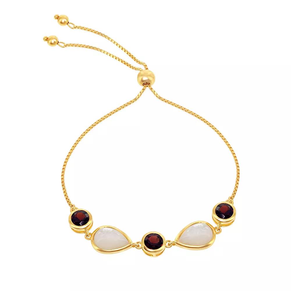 Sterling Silver 14K Gold-Plated Garnet & MOP Bracelet, Womens Gold Tone Product Image