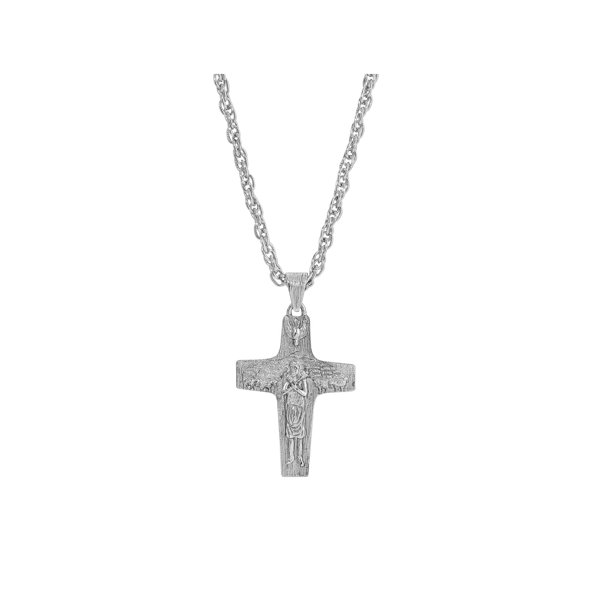 Symbols of Faith Silver-Tone Pope Francis Necklace, Womens, Silver Tone Product Image