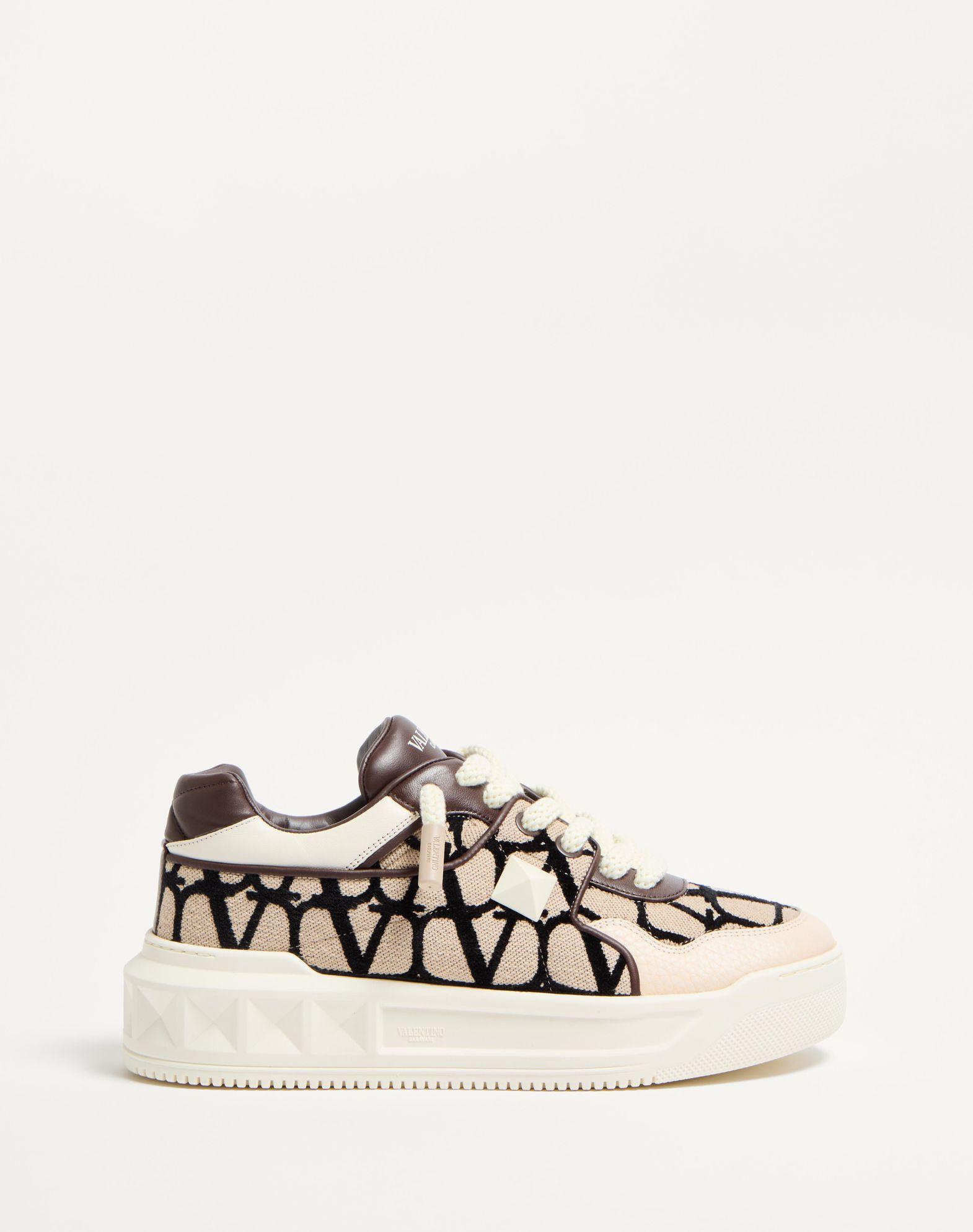 One Stud Xl Low-Top Sneaker In Nappa Leather And Toile Iconographe Fabric Product Image