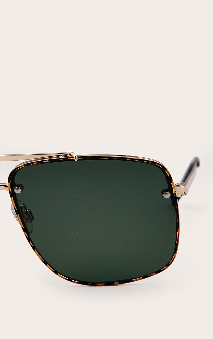 Metallic Tortoiseshell Oversized Square Aviator Sunglasses Product Image