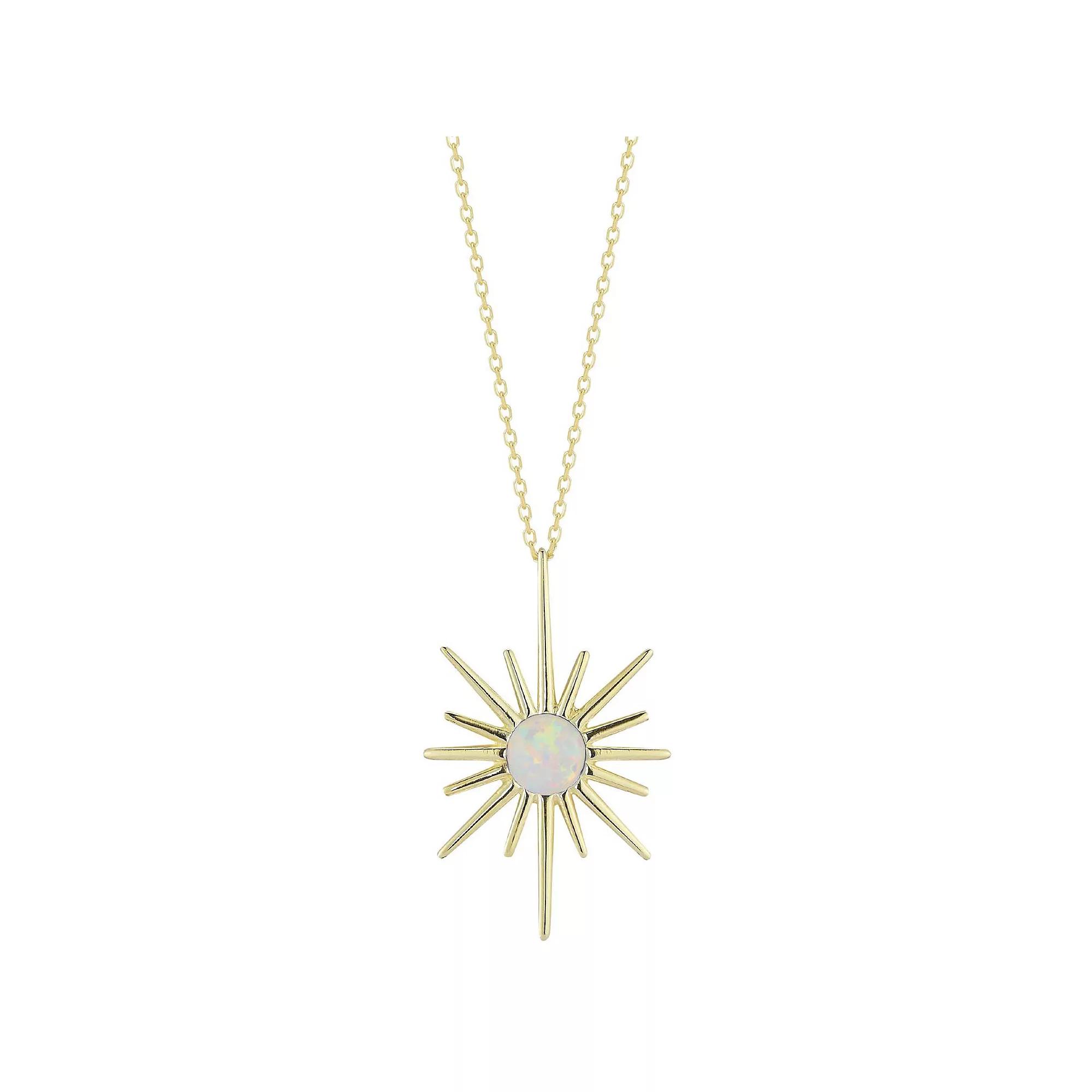 Sunkissed Sterling Simulated Opal Star Pendant Necklace, Women's, Size: 16", Gold Tone White Product Image
