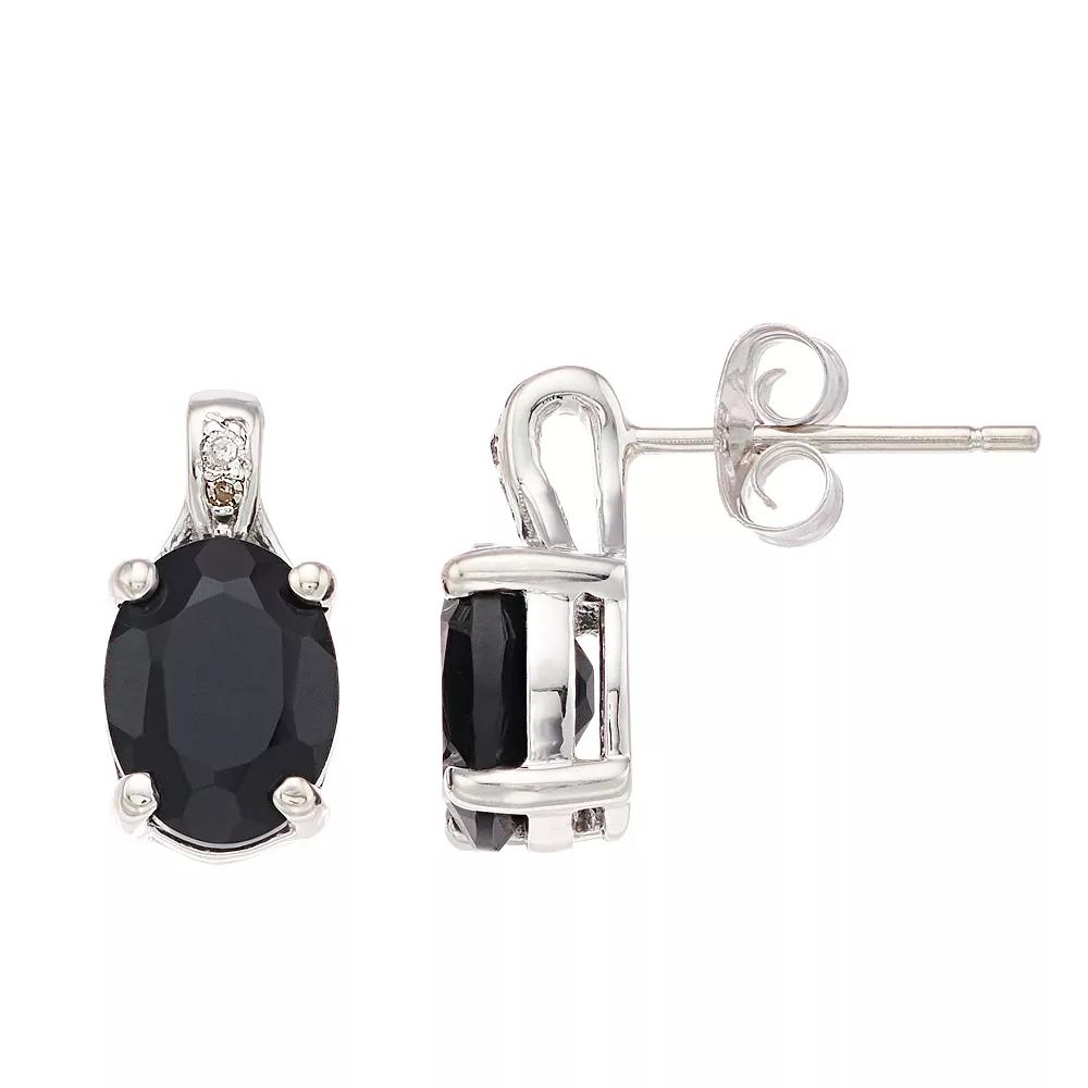 Gemminded Sterling Silver Onyx & Diamond Accent Stud Earrings, Women's Product Image