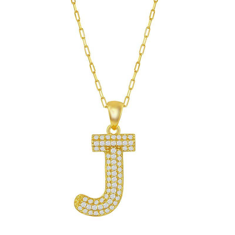Sterling Silver Cubic Zirconia Block Initial Necklace, Women's, Size: 16-18" ADJ, H Product Image