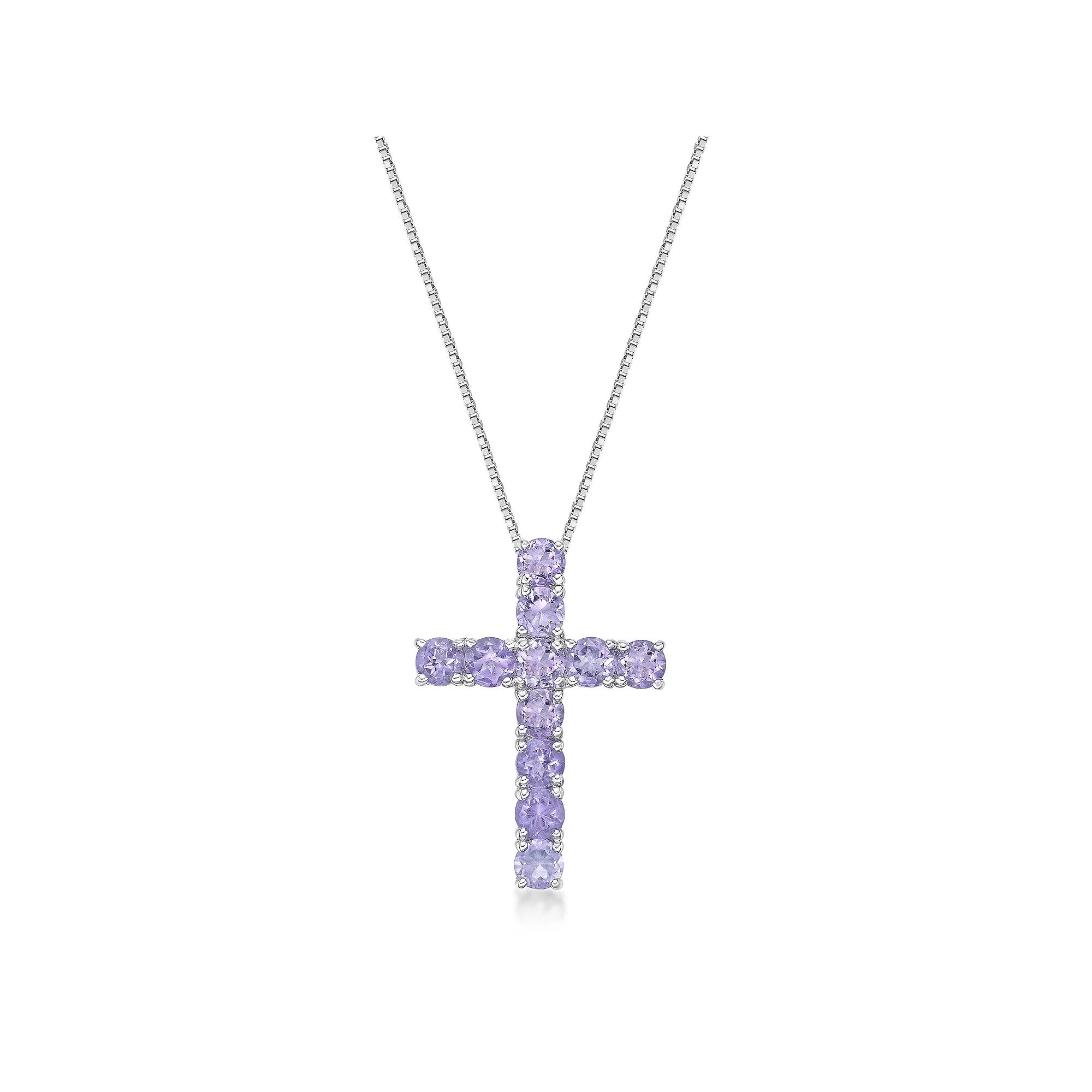 Gemminded Sterling Silver Amethyst Cross Pendant Necklace, Women's, Size: 18" Product Image